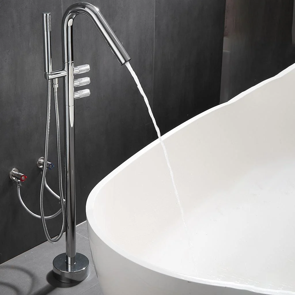 Floor Mounted Bronze Freestanding Tub Filler Freestanding High Arc Tub Filler Trim -Bathlova