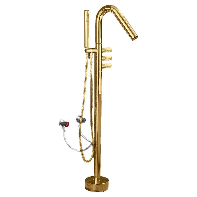 Floor Mounted Bronze Freestanding Tub Filler Freestanding High Arc Tub Filler Trim -Bathlova