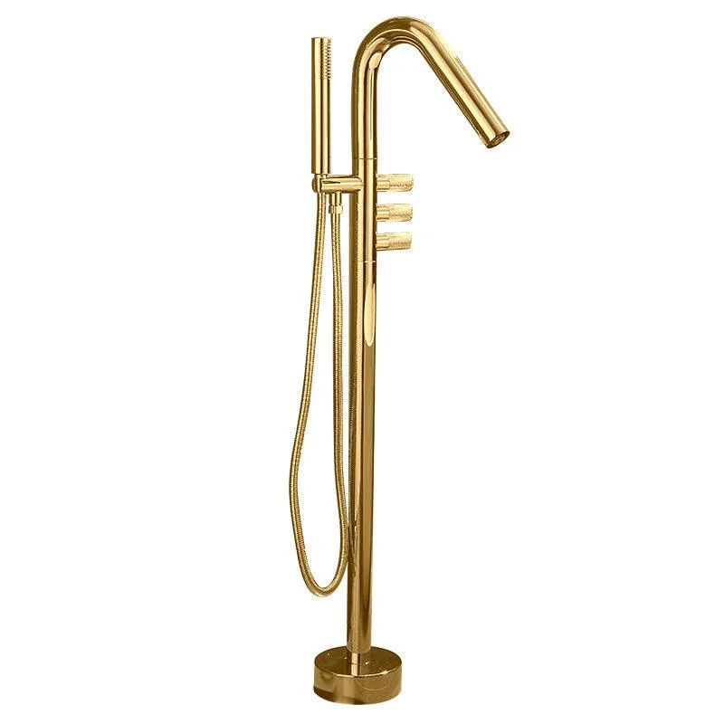 Floor Mounted Bronze Freestanding Tub Filler Freestanding High Arc Tub Filler Trim -Bathlova