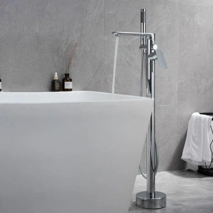 Floor Mounted Bronzel Freestanding Tub Filler Single Handle Freestanding Tap with Hose -Bathlova