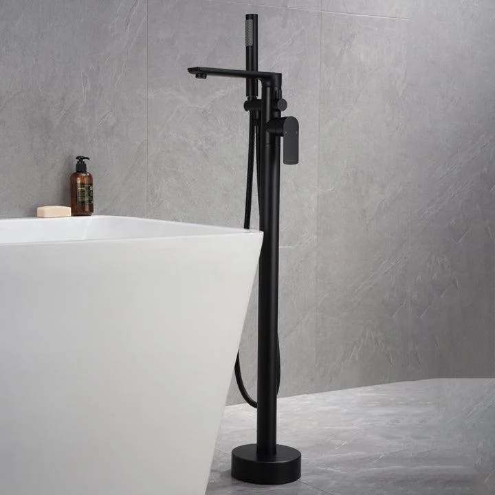 Floor Mounted Bronzel Freestanding Tub Filler Single Handle Freestanding Tap with Hose -Bathlova