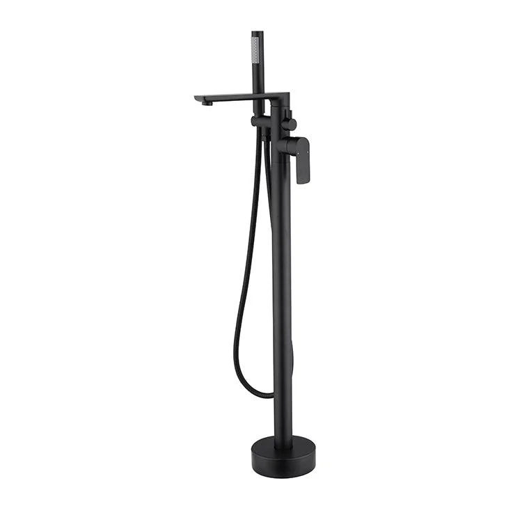 Floor Mounted Bronzel Freestanding Tub Filler Single Handle Freestanding Tap with Hose -Bathlova