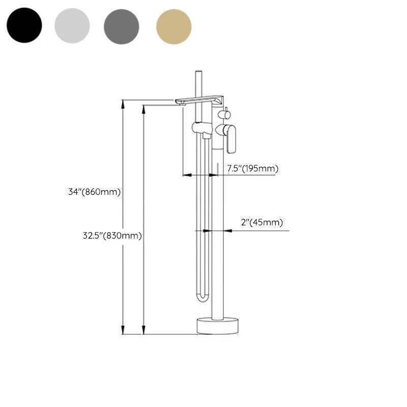 Floor Mounted Bronzel Freestanding Tub Filler Single Handle Freestanding Tap with Hose -Bathlova