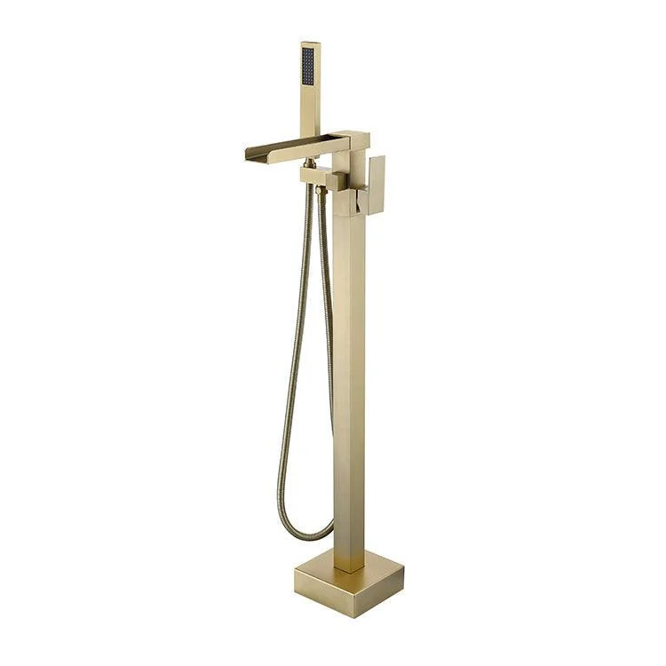 Floor Mounted Bronzel Freestanding Tub Filler Single Handle Freestanding Tap with Hose -Bathlova