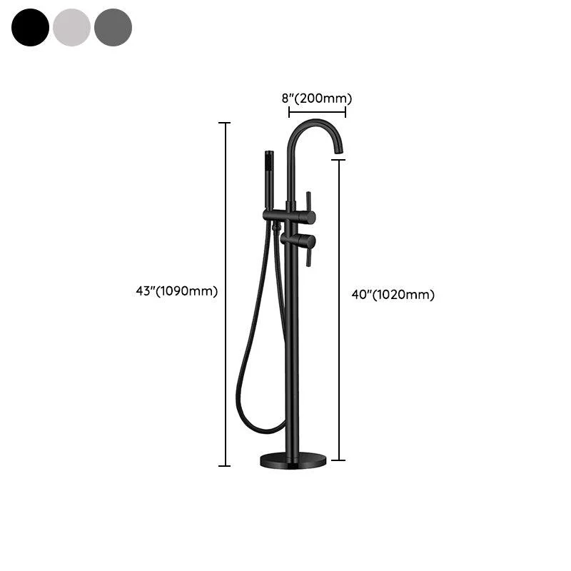 Floor Mounted Copper Freestanding Tub Filler Freestanding High Arc Freestanding Tap -Bathlova