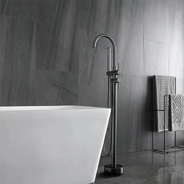 Floor Mounted Copper Freestanding Tub Filler Freestanding High Arc Freestanding Tap -Bathlova