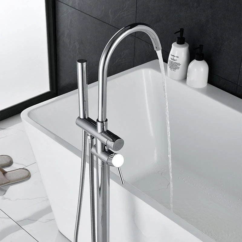 Floor Mounted Copper Freestanding Tub Filler Freestanding High Arc Freestanding Tap -Bathlova