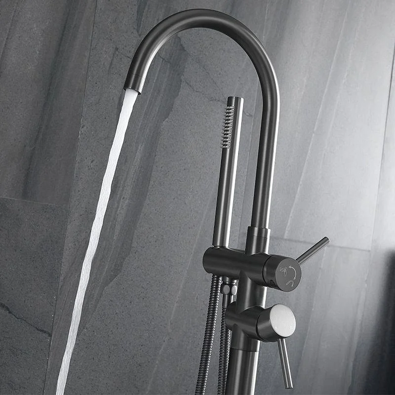 Floor Mounted Copper Freestanding Tub Filler Freestanding High Arc Freestanding Tap -Bathlova