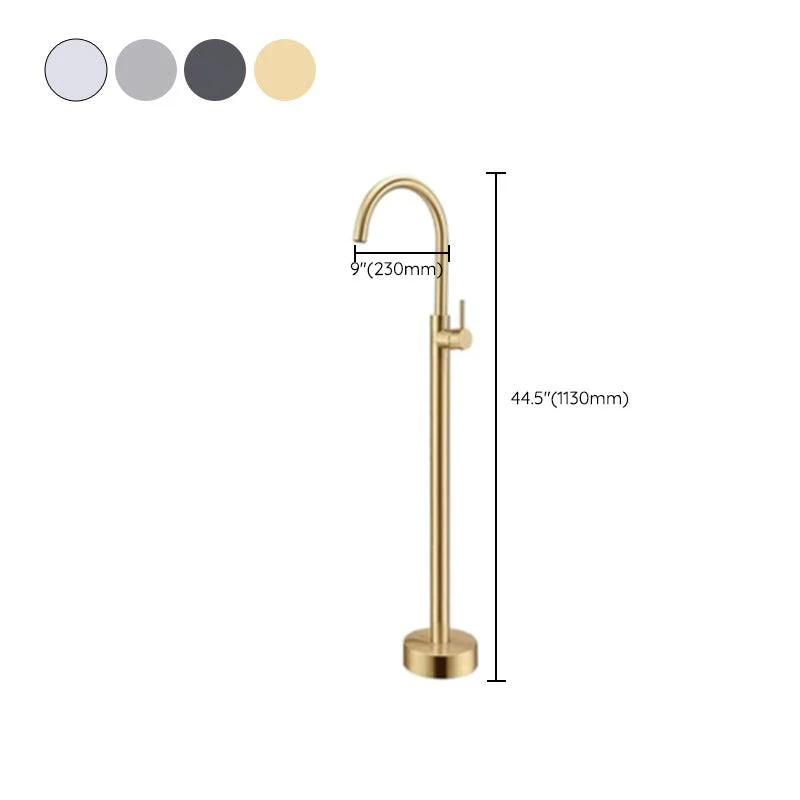 Floor Mounted Copper Freestanding Tub Filler Freestanding High Arc Tub Filler Trim -Bathlova