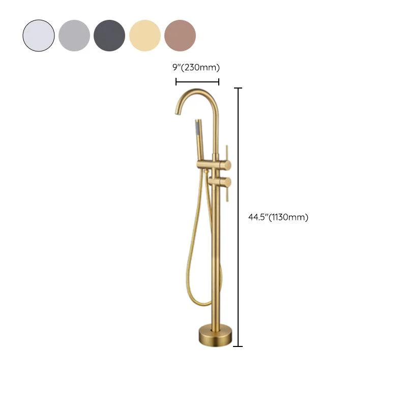 Floor Mounted Copper Freestanding Tub Filler Freestanding High Arc Tub Filler Trim -Bathlova