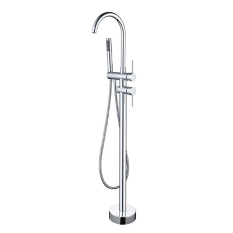 Floor Mounted Copper Freestanding Tub Filler Freestanding High Arc Tub Filler Trim -Bathlova