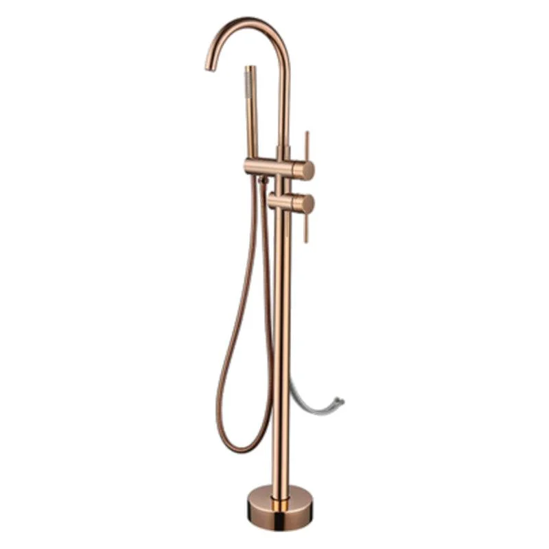 Floor Mounted Copper Freestanding Tub Filler Freestanding High Arc Tub Filler Trim -Bathlova