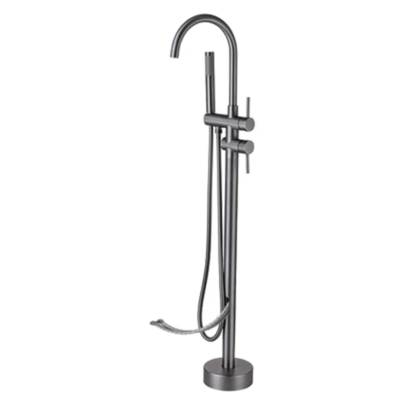 Floor Mounted Copper Freestanding Tub Filler Freestanding High Arc Tub Filler Trim -Bathlova