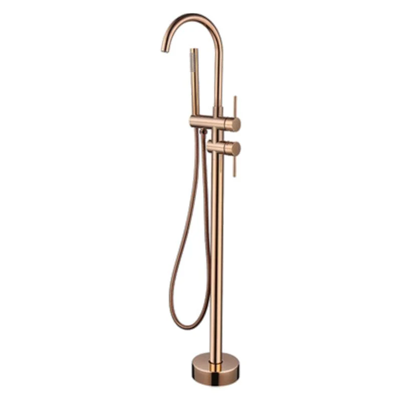 Floor Mounted Copper Freestanding Tub Filler Freestanding High Arc Tub Filler Trim -Bathlova