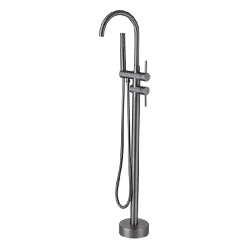 Floor Mounted Copper Freestanding Tub Filler Freestanding High Arc Tub Filler Trim -Bathlova