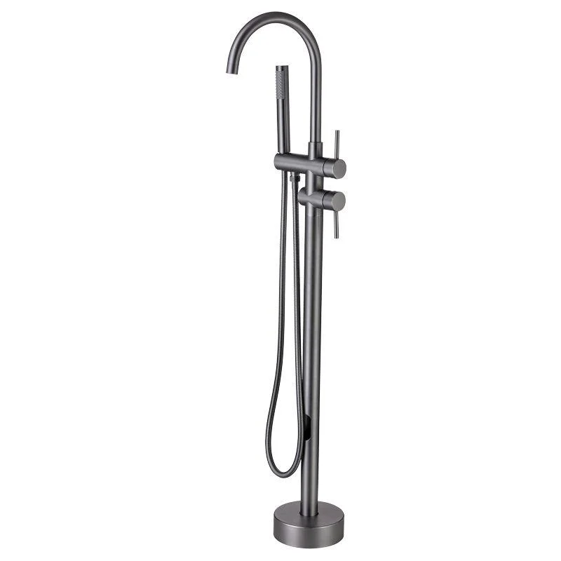 Floor Mounted Copper Freestanding Tub Filler Freestanding High Arc Tub Filler Trim -Bathlova