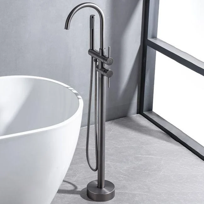 Floor Mounted Copper Freestanding Tub Filler Freestanding Rotatable Tub Filler Trim -Bathlova