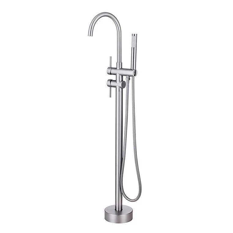 Floor Mounted Copper Freestanding Tub Filler Freestanding Rotatable Tub Filler Trim -Bathlova