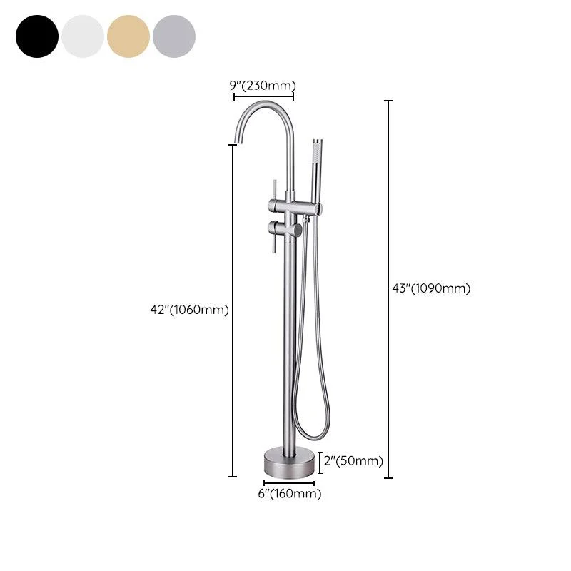 Floor Mounted Copper Freestanding Tub Filler Freestanding Rotatable Tub Filler Trim -Bathlova