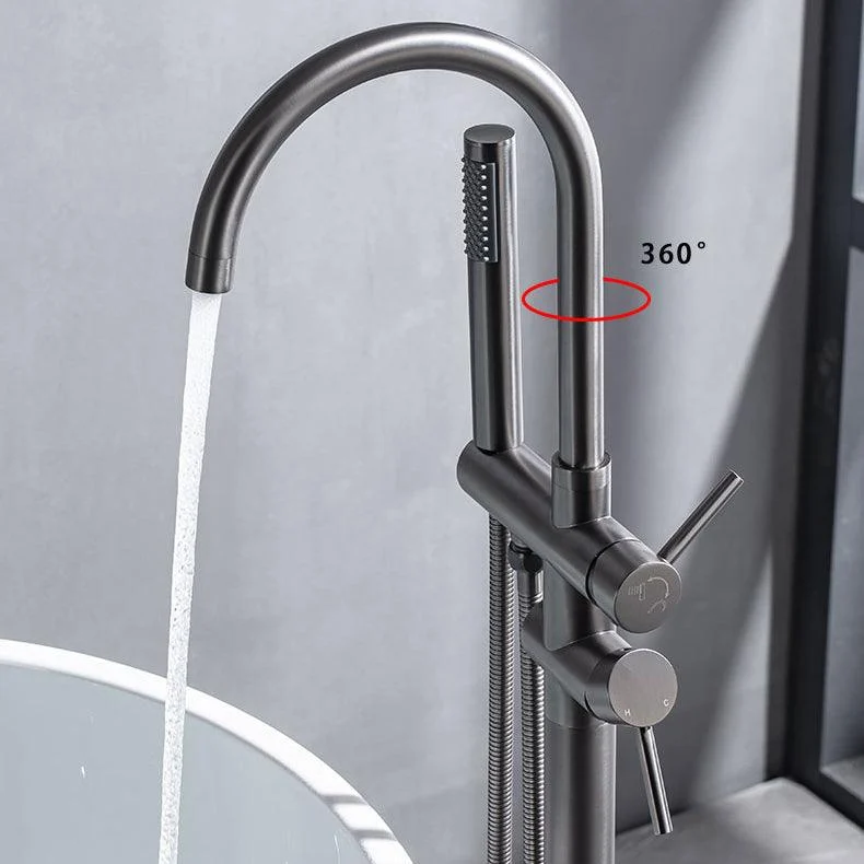 Floor Mounted Copper Freestanding Tub Filler Freestanding Rotatable Tub Filler Trim -Bathlova