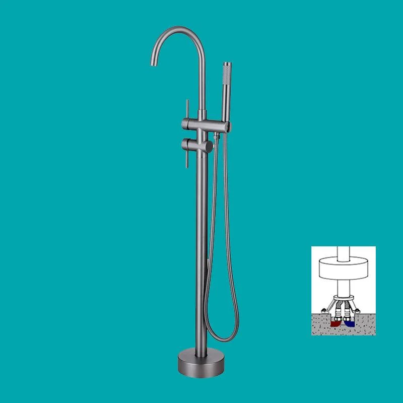 Floor Mounted Copper Freestanding Tub Filler Freestanding Rotatable Tub Filler Trim -Bathlova