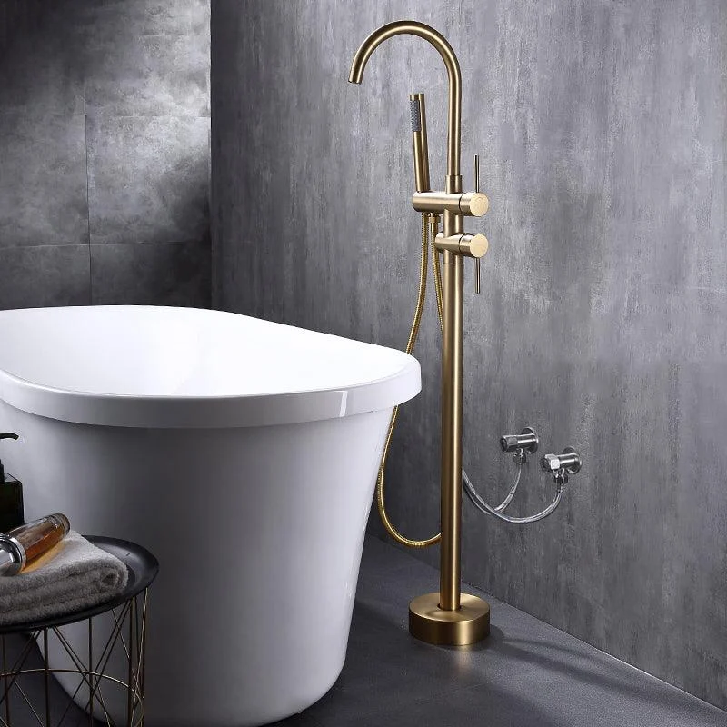 Floor Mounted Copper Freestanding Tub Filler Freestanding Rotatable Tub Filler Trim -Bathlova