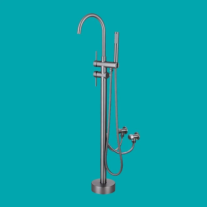 Floor Mounted Copper Freestanding Tub Filler Freestanding Rotatable Tub Filler Trim -Bathlova