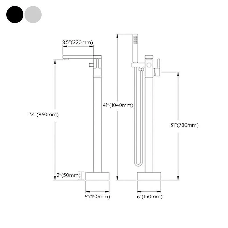 Floor Mounted Copper Freestanding Tub Filler High Arc Freestanding Tap with Hose -Bathlova