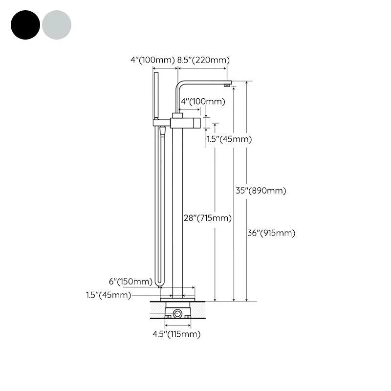 Floor Mounted Copper Freestanding Tub Filler High Arc Tub Filler Trim with Hand Shower -Bathlova