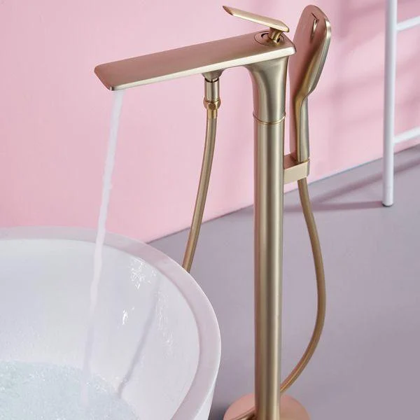 Floor Mounted Copper Freestanding Tub Filler One Handle Freestanding Bathtub Tap -Bathlova