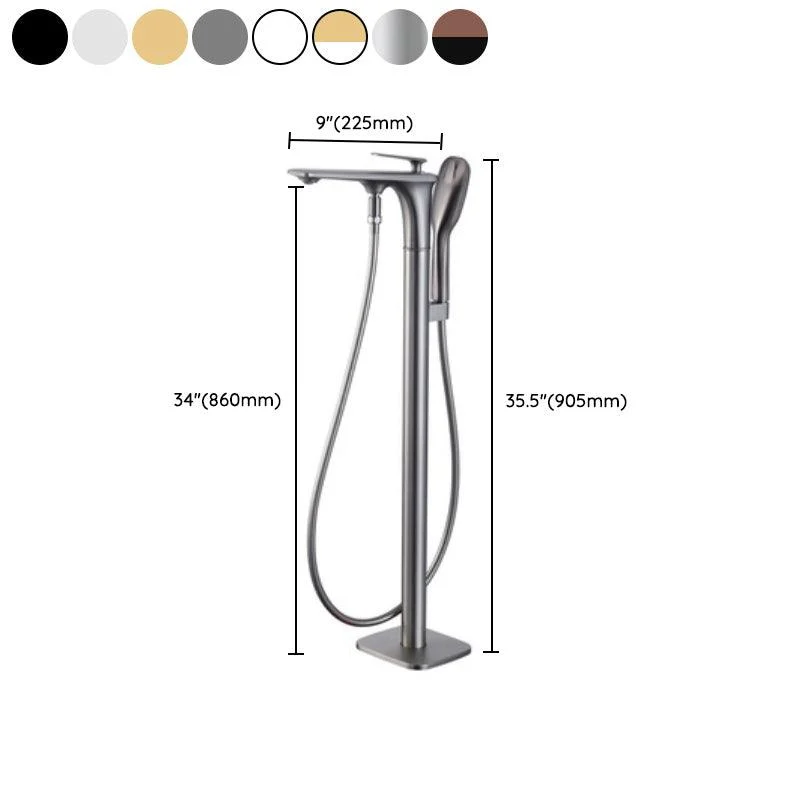 Floor Mounted Copper Freestanding Tub Filler One Handle Freestanding Bathtub Tap -Bathlova