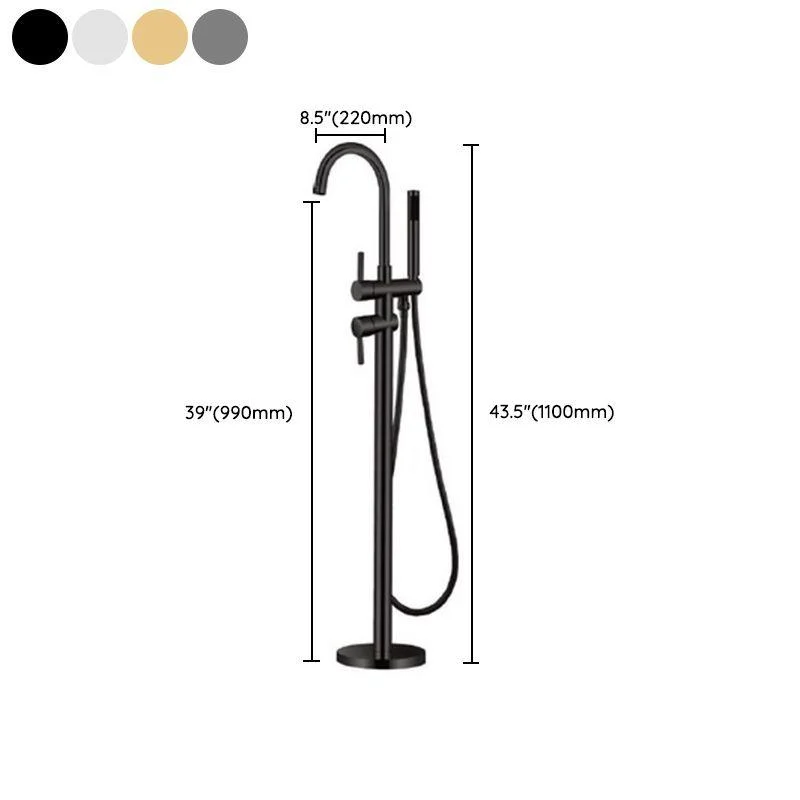 Floor Mounted Copper Freestanding Tub Filler One Handle Freestanding Bathtub Tap -Bathlova