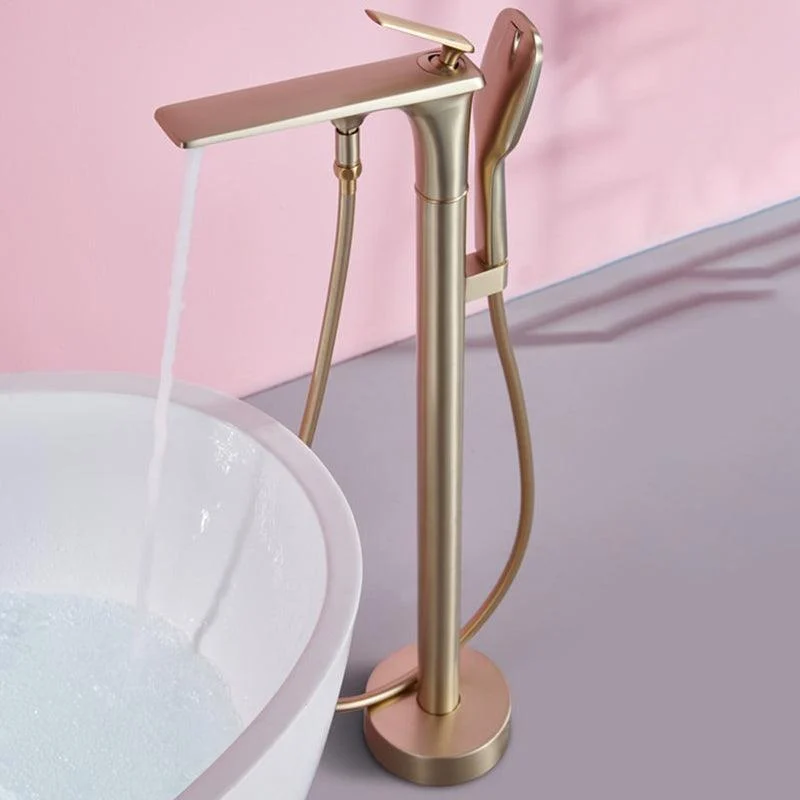 Floor Mounted Copper Freestanding Tub Filler One Handle Freestanding Bathtub Tap -Bathlova