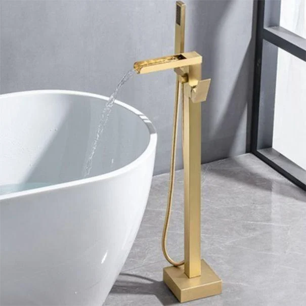 Floor Mounted Copper Freestanding Tub Filler One Handle Freestanding Bathtub Tap -Bathlova