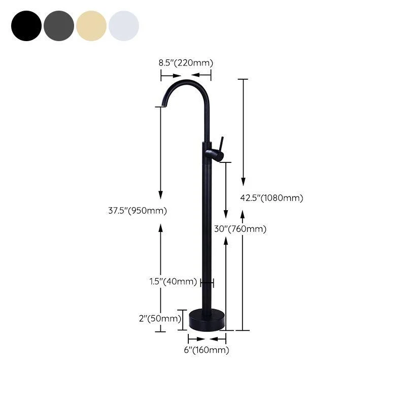 Floor Mounted Copper Freestanding Tub Filler Simple High Arc Freestanding Tub Filler Trim -Bathlova