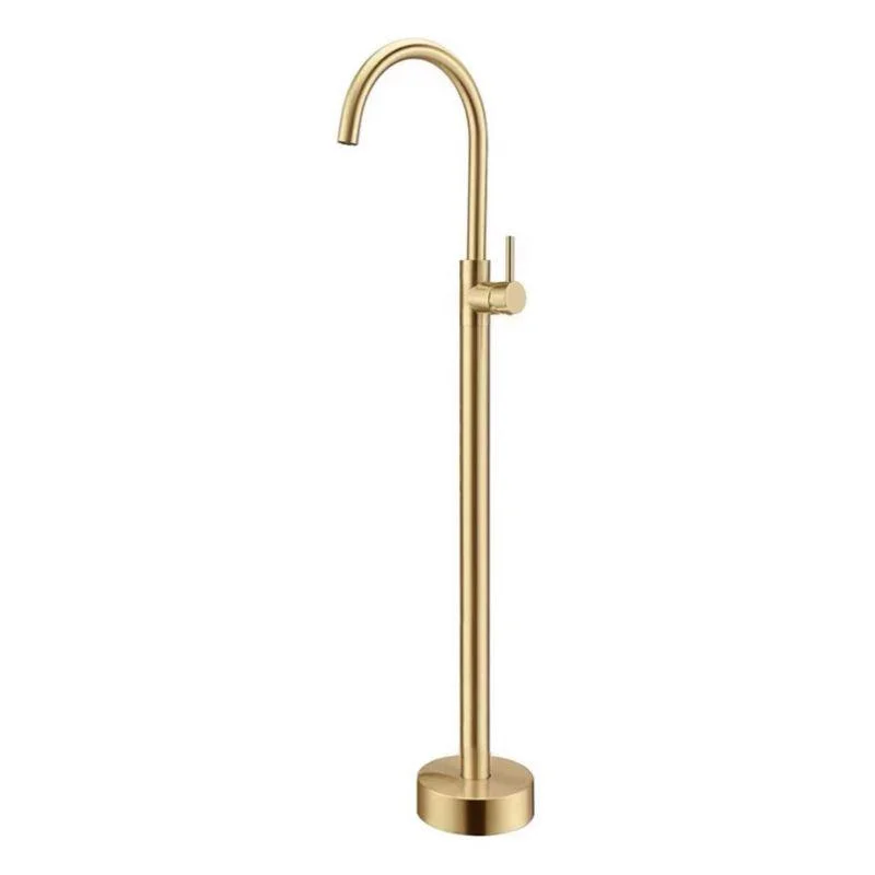 Floor Mounted Copper Freestanding Tub Filler Simple High Arc Freestanding Tub Filler Trim -Bathlova