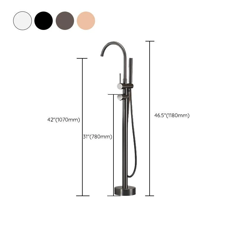 Floor Mounted Copper Freestanding Tub Filler Swivel High Arc Tub Filler Trim -Bathlova