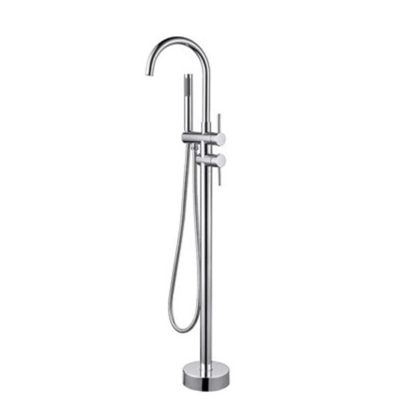 Floor Mounted Copper Freestanding Tub Filler Swivel High Arc Tub Filler Trim -Bathlova