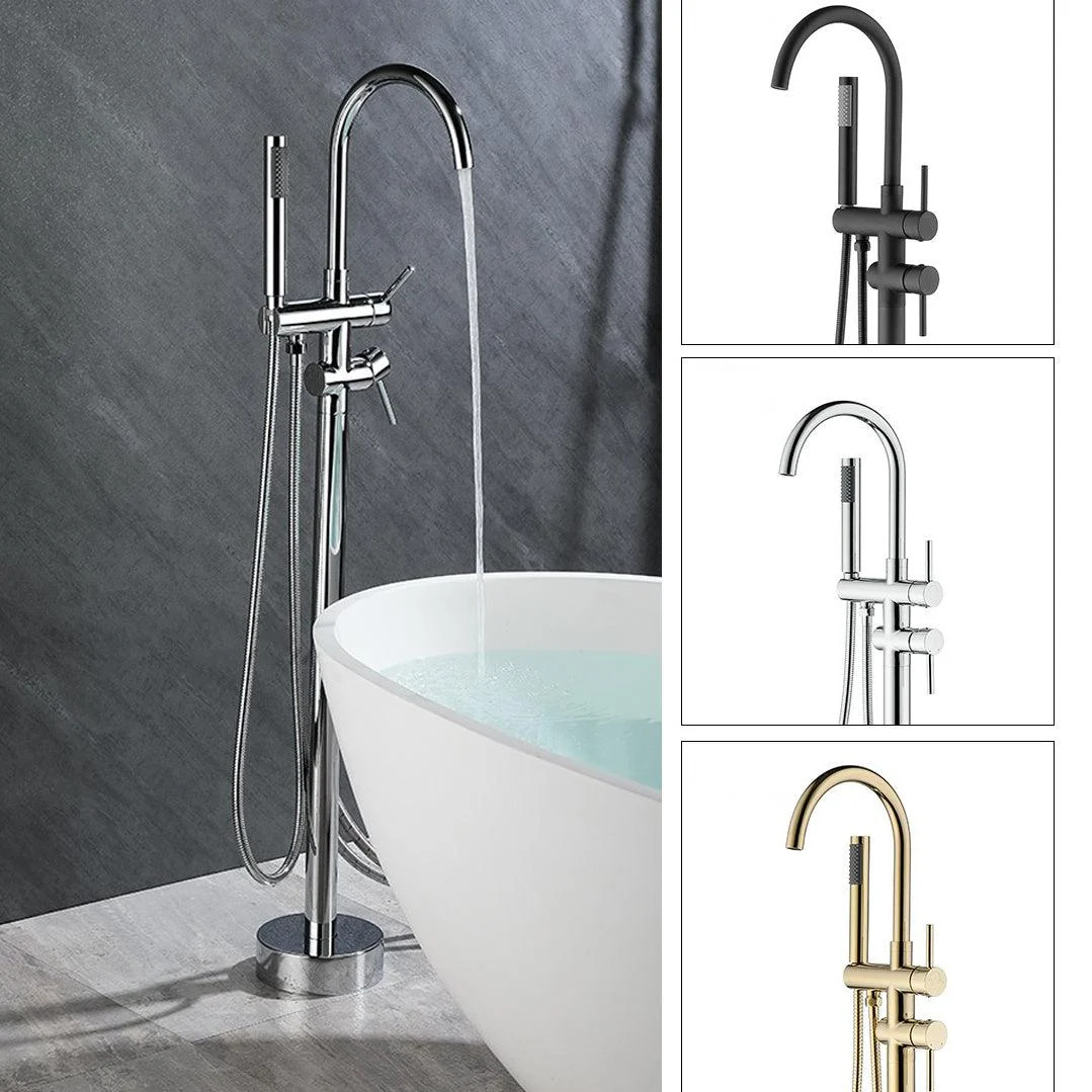 Floor Mounted Freestanding Bathtub Tap Modern Style Metal Freestanding Tap -Bathlova