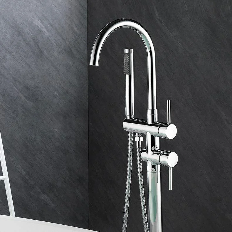 Floor Mounted Freestanding Bathtub Tap Modern Style Metal Freestanding Tap -Bathlova