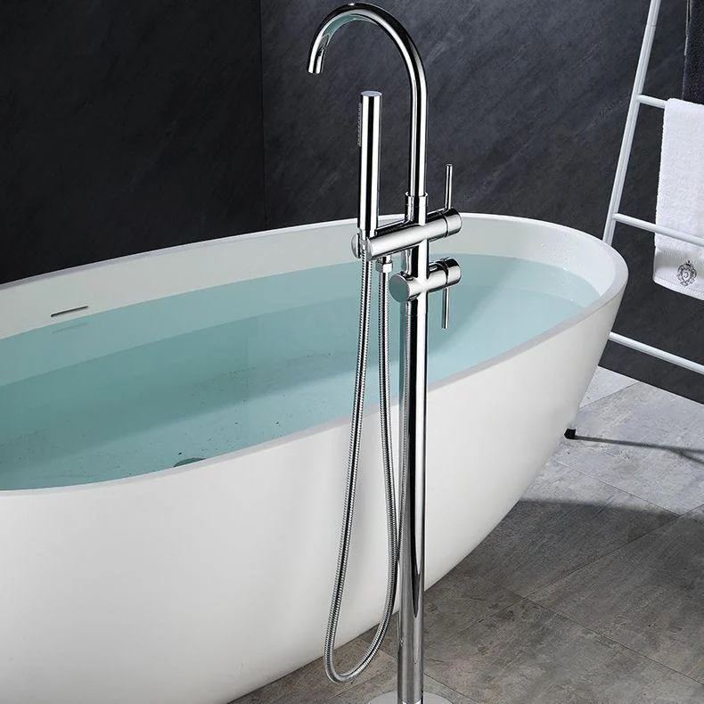 Floor Mounted Freestanding Bathtub Tap Modern Style Metal Freestanding Tap -Bathlova