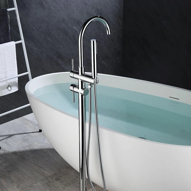 Floor Mounted Freestanding Bathtub Tap Modern Style Metal Freestanding Tap -Bathlova