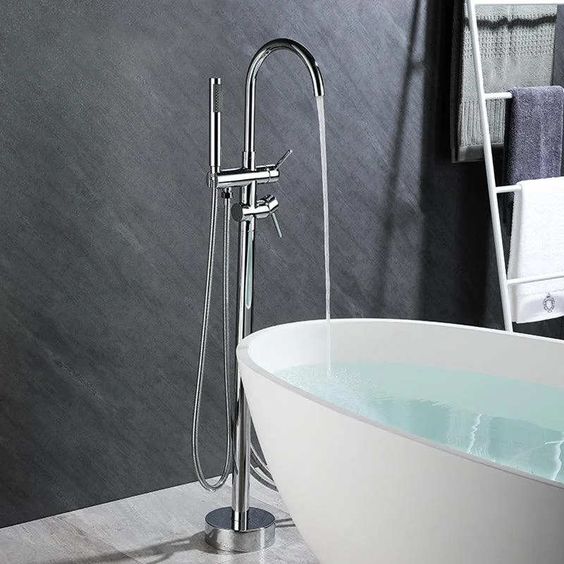 Floor Mounted Freestanding Bathtub Tap Modern Style Metal Freestanding Tap -Bathlova