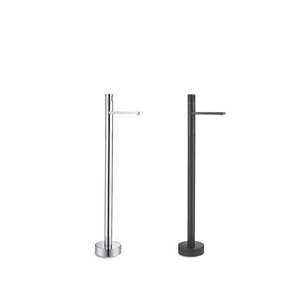 Floor Mounted Freestanding Tub Filler Freestanding High Arc Tub Filler Trim in Silver -Bathlova