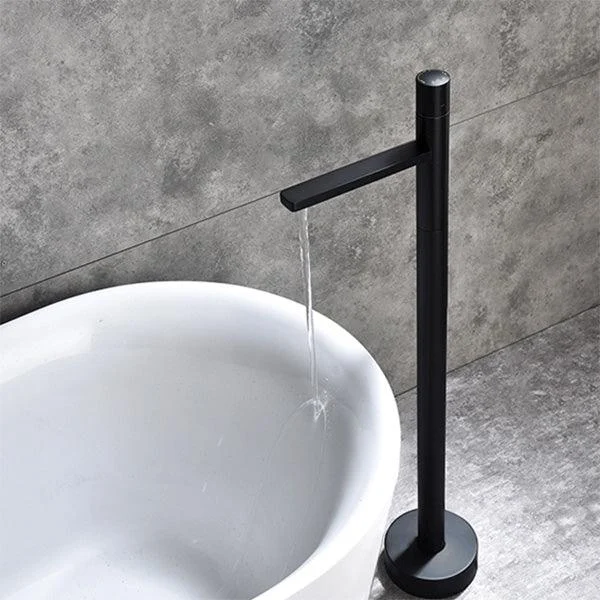 Floor Mounted Freestanding Tub Filler Freestanding High Arc Tub Filler Trim in Silver -Bathlova