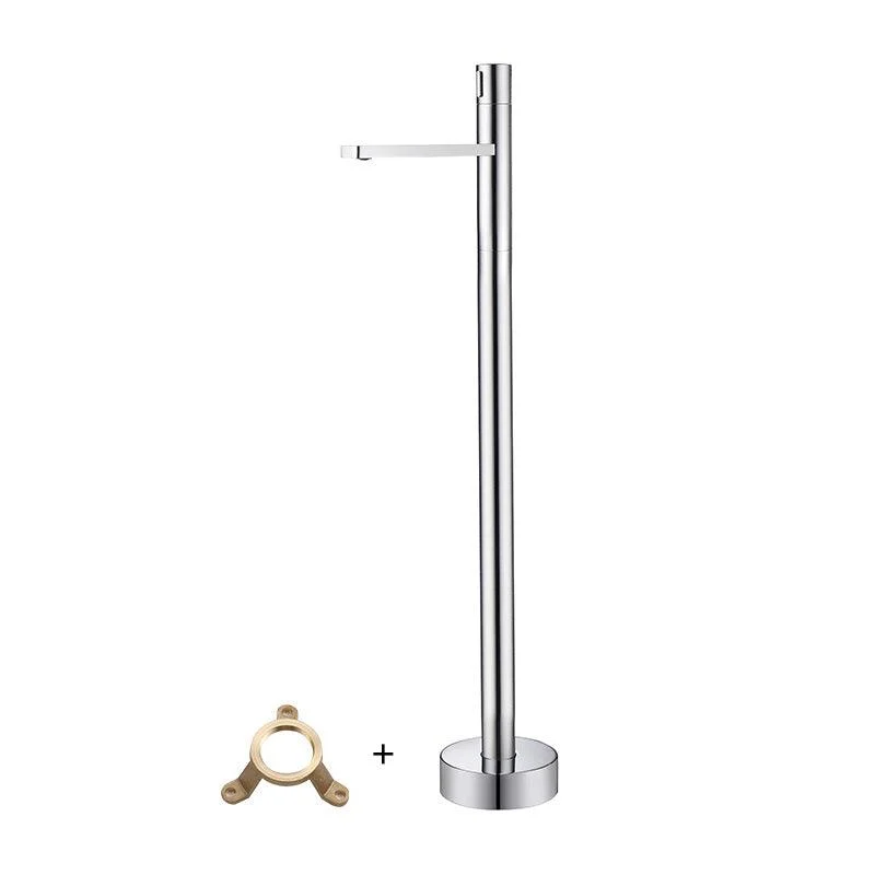 Floor Mounted Freestanding Tub Filler Freestanding High Arc Tub Filler Trim in Silver -Bathlova