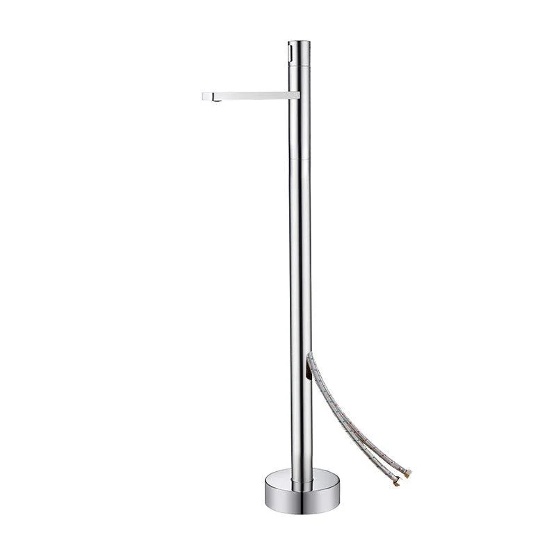 Floor Mounted Freestanding Tub Filler Freestanding High Arc Tub Filler Trim in Silver -Bathlova