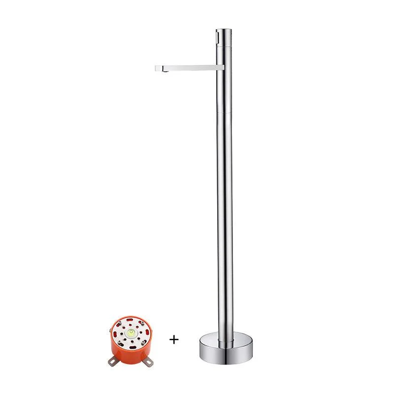 Floor Mounted Freestanding Tub Filler Freestanding High Arc Tub Filler Trim in Silver -Bathlova