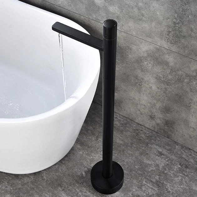 Floor Mounted Freestanding Tub Filler Freestanding High Arc Tub Filler Trim in Silver -Bathlova