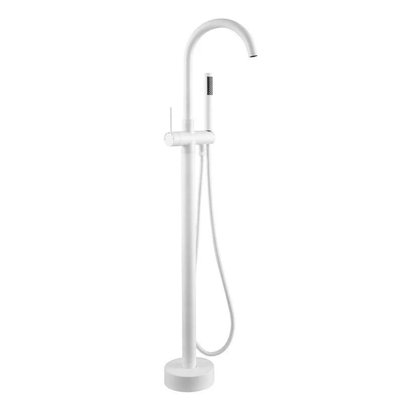 Floor Mounted Freestanding Tub Filler Metal Freestanding Bathtub Tap in White -Bathlova